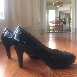Black patent leather heels